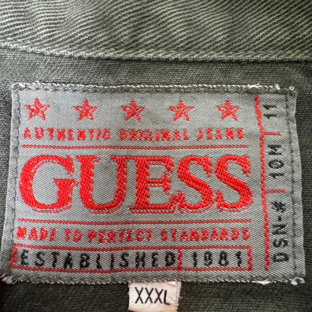 Vintage Guess Denim Trucker Jacket Green 80s 90 Men's Size XXXL - Picture 3 of 7